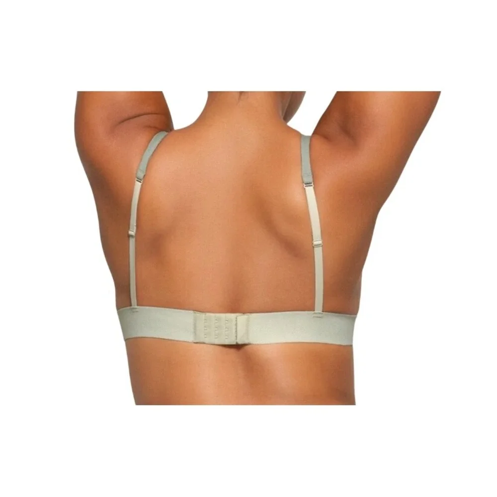 Skims Cotton Rib Plunge Bralette Mineral Blue Grey BR-PLG-0037 Large